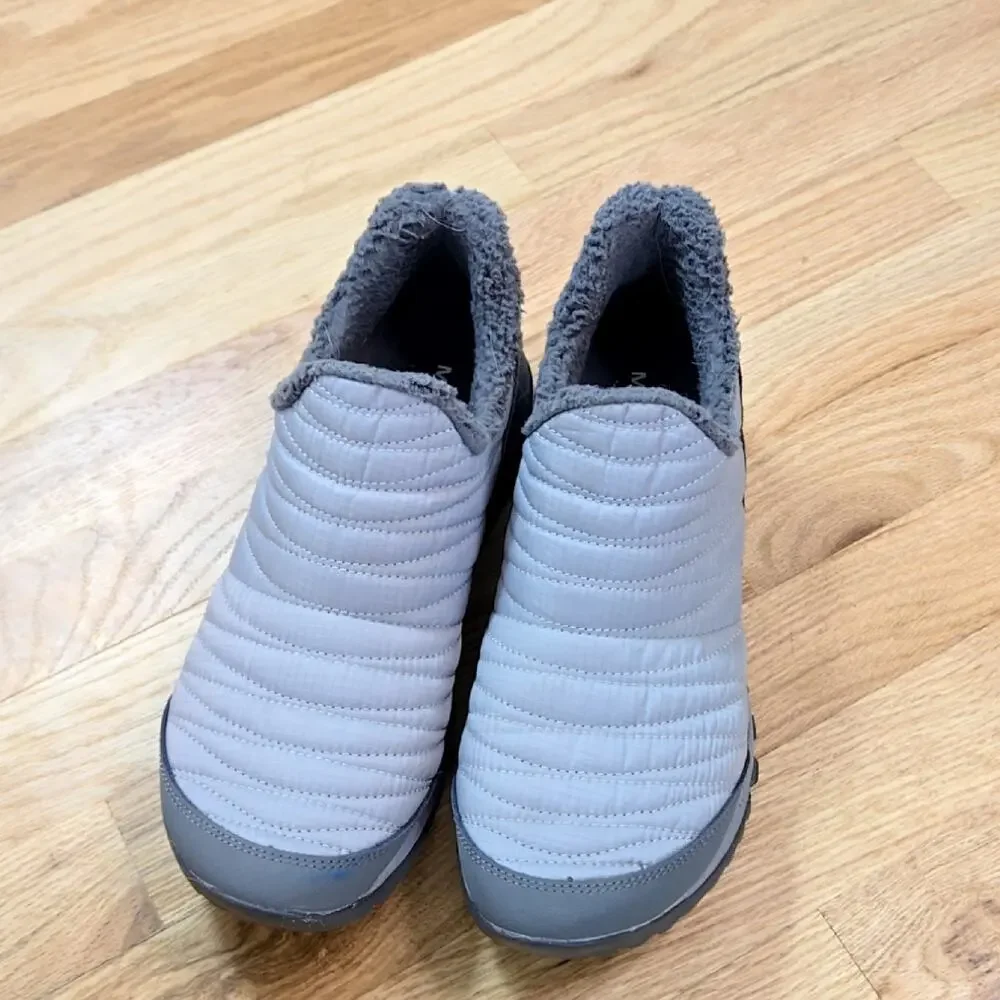 Merrell Antora Women’s Gray Quilted Fleece-Lined Sneaker Mocs Size 10